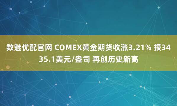 数魅优配官网 COMEX黄金期货收涨3.21% 报3435.1美元/盎司 再创历史新高