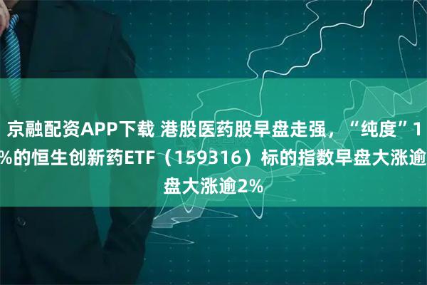京融配资APP下载 港股医药股早盘走强，“纯度”100%的恒生创新药ETF（159316）标的指数早盘大涨逾2%
