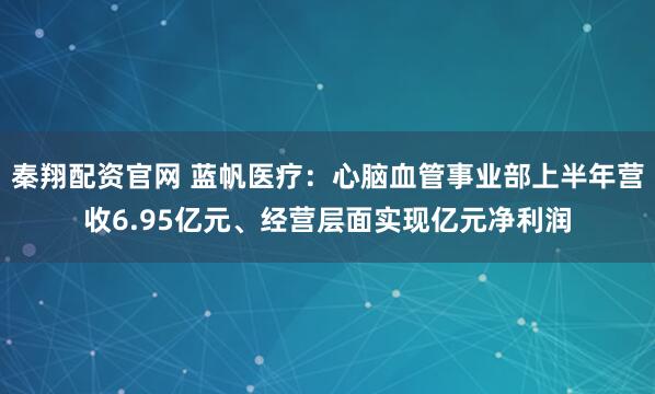 秦翔配资官网 蓝帆医疗：心脑血管事业部上半年营收6.95亿元、经营层面实现亿元净利润